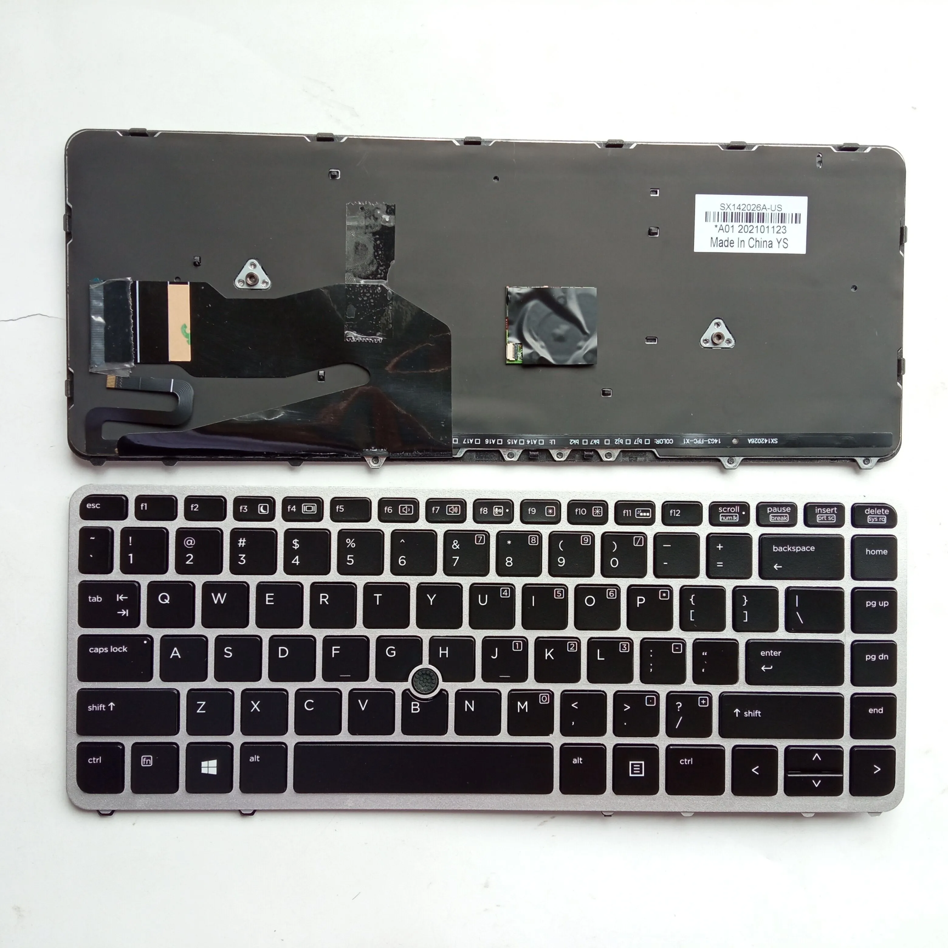 Picture of New Replacement Keyboard Laptop For HP 840G1/840G2/850G1/850G2/745G1/745G2/ZBOOK14 G1 G2 SILVER FRAME BLACK With Point Backlit (OEM) US Layout